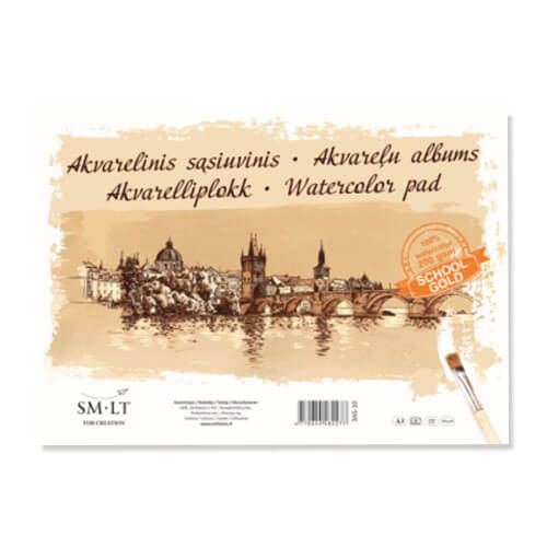 Akvarelinis sąsiuvinis Gold, A3, 10 lapų, 200 g/m²-aplunksna