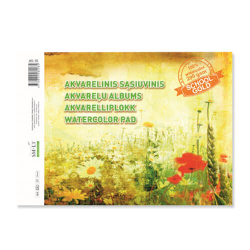Akvarelinis sąsiuvinis Gold, A4, 10 lapų, 200 g/m²-aplunksna