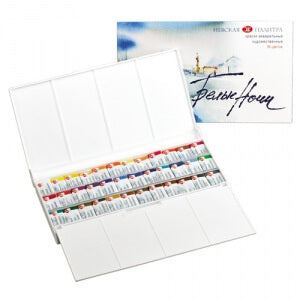 Akvarelinių dažų rinkinys „Belye noči“, 36 spalvų-aplunksna