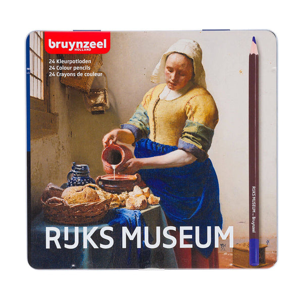 Spalvotų akvarelinių pieštukų komplektas BRUYNZEEL „Rijksmuseum - The Milkmaid“ su teptuku, 24 spalvų / kalėdinė dovana