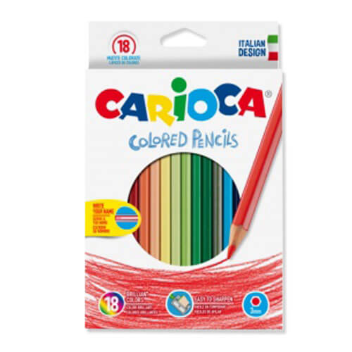Spalvoti pieštukai CARIOCA, 18 spalvų-aplunksna