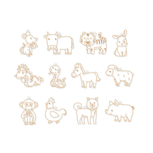 Stiklo dekoravimo rinkinys su formelėmis Glass Deco „12 zodiako gyvūnų“