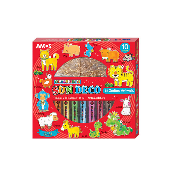 Stiklo dekoravimo rinkinys su formelėmis Glass Deco „12 zodiako gyvūnų“