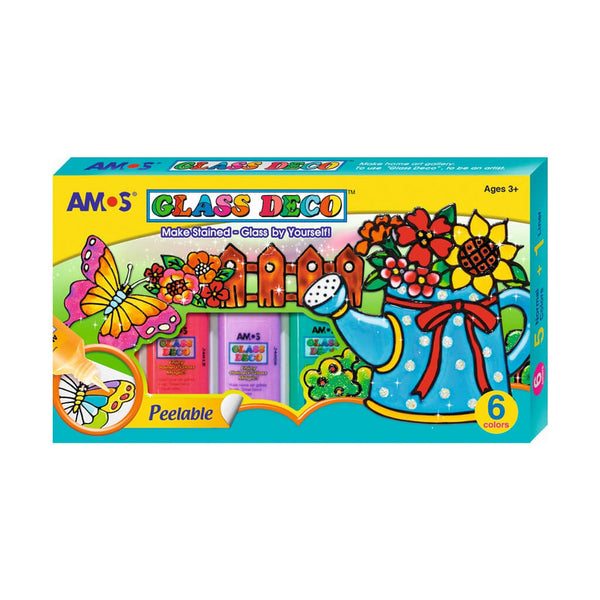 Stiklo dekoravimo rinkinys - AMOS „Glass Deco“, 6 spalvų, 132 ml.
