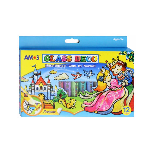 Stiklo dekoravimo rinkinys - AMOS „Glass Deco“, 10 spalvų, 126 ml.