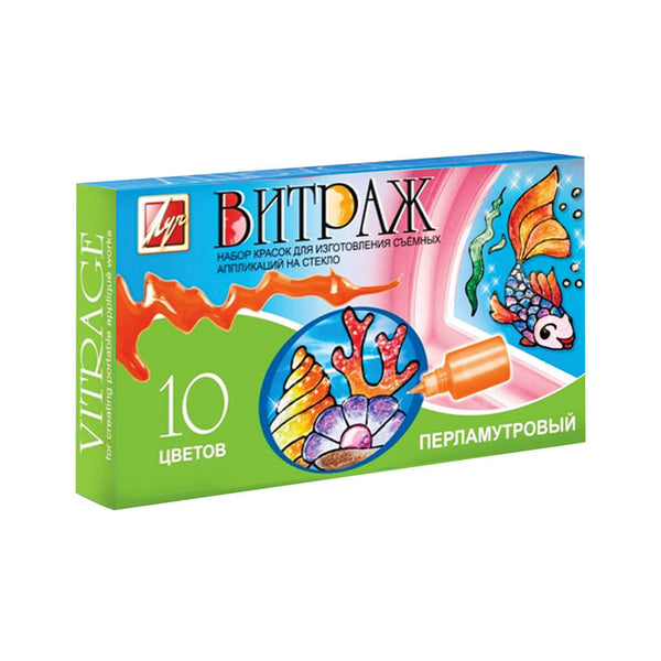 Dekoratyviniai vitražiniai dažai LUČ „Vitraž“, 10 spalvų,