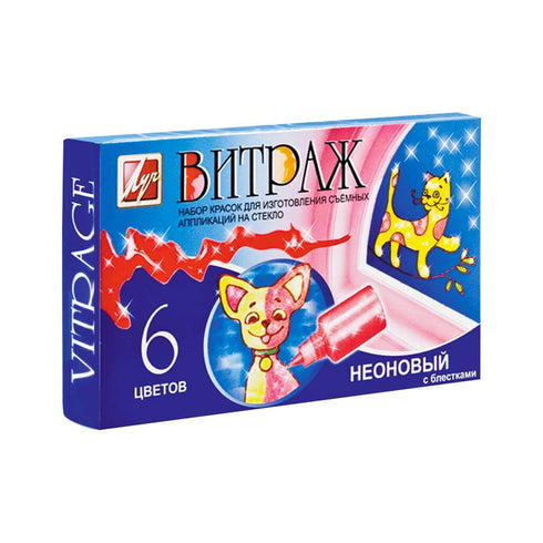 Stiklo dekoravimo rinkinys - AMOS „Glass Deco“, 6 spalvų,