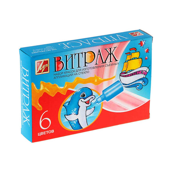 Dekoratyviniai vitražiniai dažai LUČ „Vitraž“, 6 spalvų,