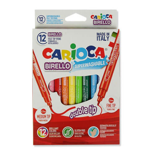Flomasteriai dvipusiai CARIOCA, 12 spalvų-aplunksna