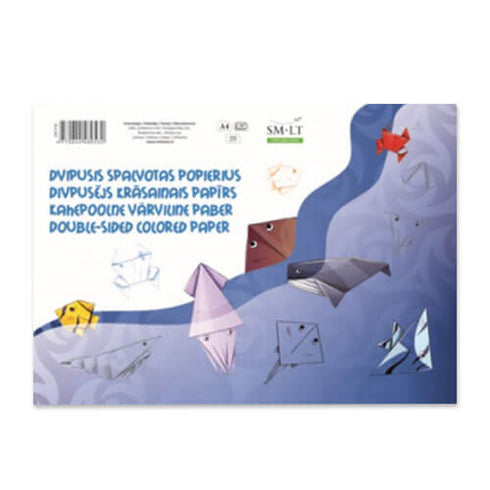 Spalvotas dvipusis popierius A4, 16 lapų-aplunksna