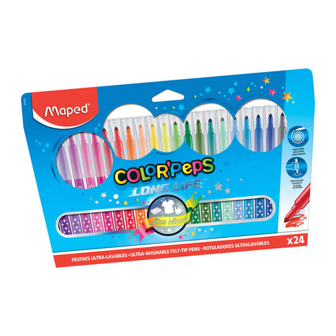 lengvai nuplaunami flomasteriai colorpeps 24 spalvos,