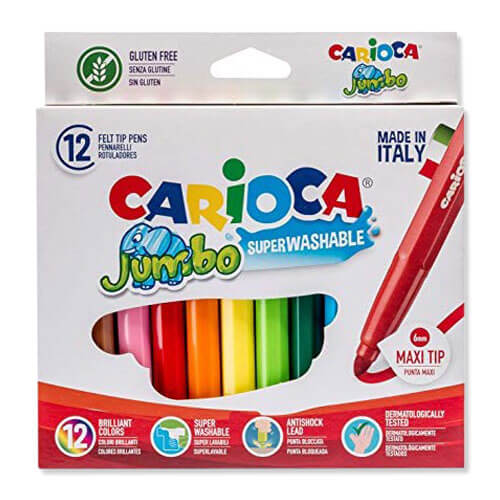 Flomasteriai JUMBO CARIOCA, 12 spalvų-aplunksna