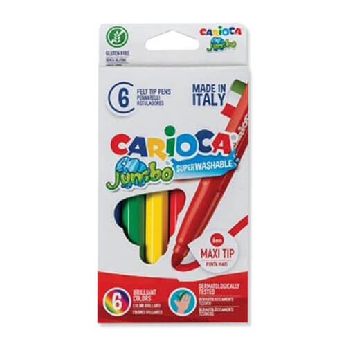 Flomasteriai JUMBO CARIOCA, 6 spalvų-aplunksna