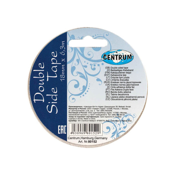 Lipni dvipusė juosta plakatams, dovanoms pakuoti CENTRUM 18mm x 6,3m
