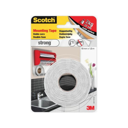 Lipni dvipusė juosta SCOTCH „Indoor“ 19mm x 1,5m, 1kg/30cm