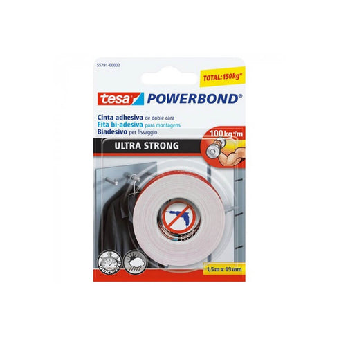 Lipni dvipusė juosta Tesa „Powerbond“ 19mm x 1,5m, 100kg/m