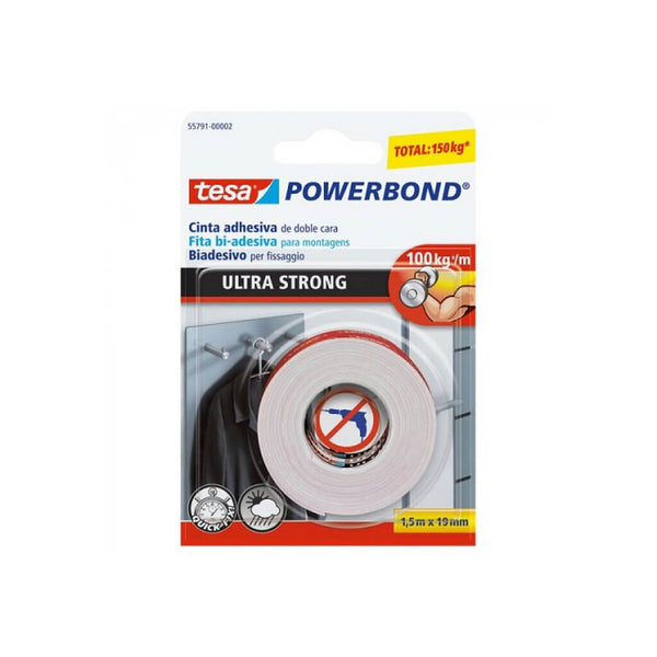 Lipni dvipusė juosta Tesa „Powerbond“ 19mm x 1,5m, 100kg/m