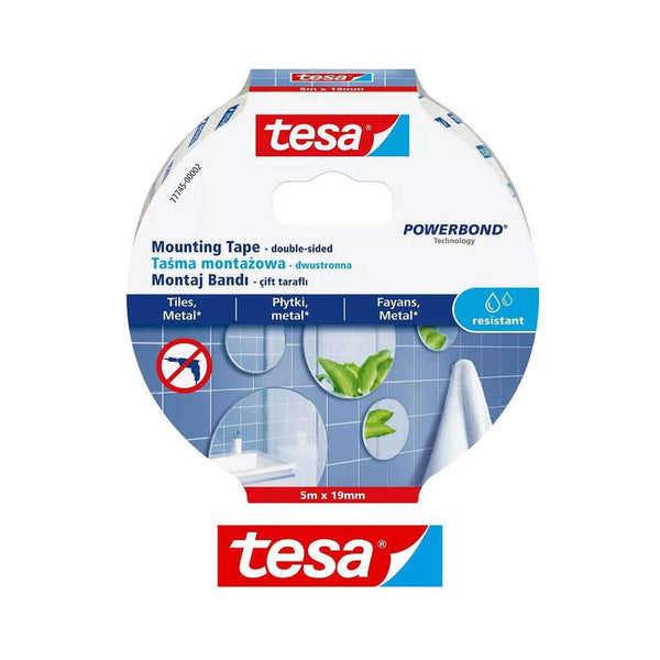 Lipni dvipusė juosta drėgnoms patalpoms Tesa Powerbond, 19mm x 5m
