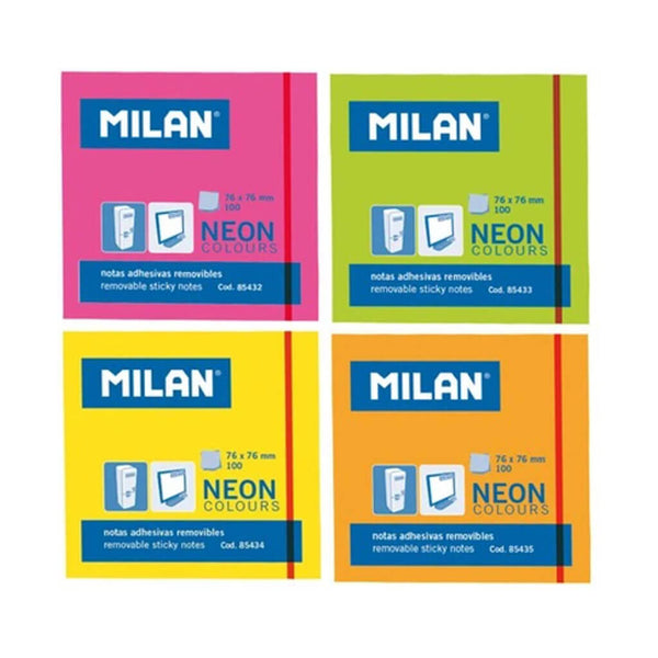 Lipnūs lapeliai MILAN „Neon Colours“ 76x76, 100 lapų.