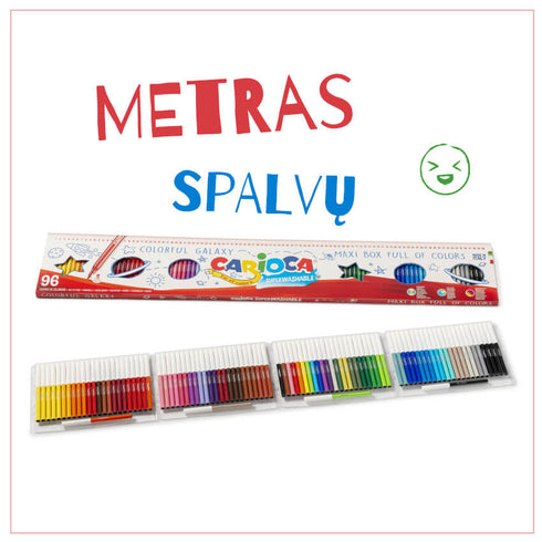 METRAS spalvų! Flomasteriai JOY CARIOCA, 96 spalvų
