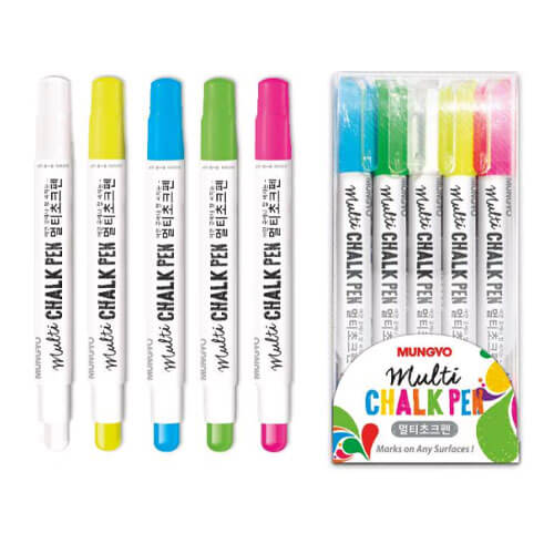 Kreidinių žymeklių rinkinys, MUNGYO, 5 spalvų-aplunksna