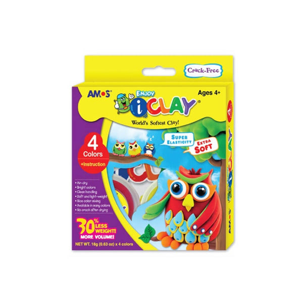 Ore kietėjantis plastilinas AMOS „iClay“, 4 spalvų, 4x18 g.