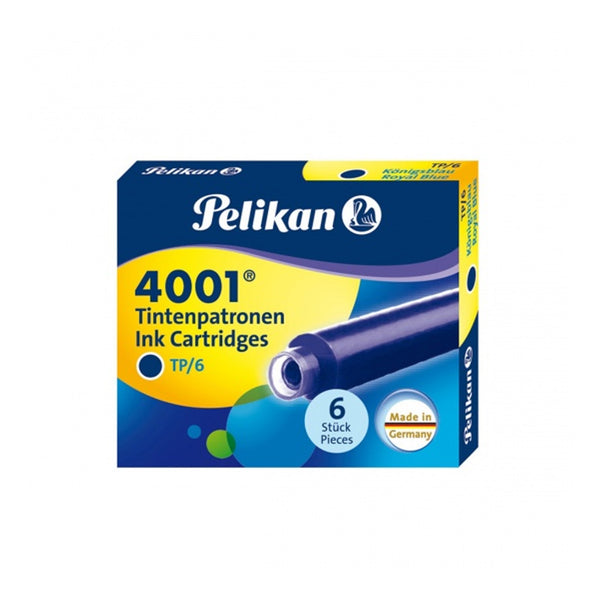 Rašalo kapsulės PELIKAN 4001, mėlyna, 6 vnt., standartinio dydžio