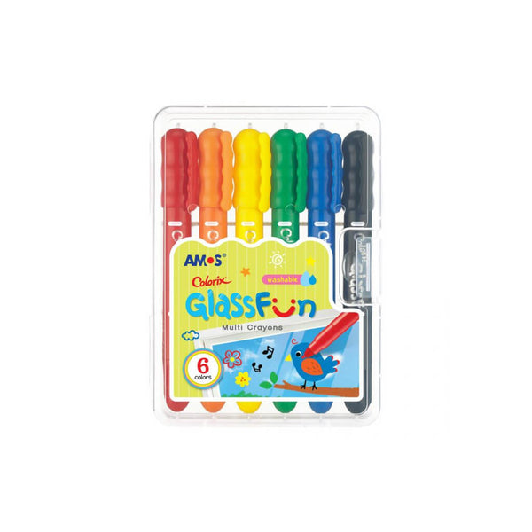 Šilkinės kreidelės AMOS „Colorix Glass Fun“, 6 spalvų