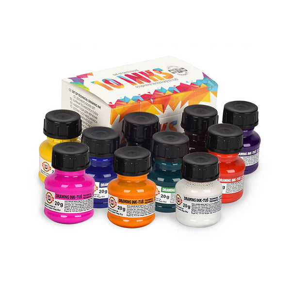 Spalvoto tušo rinkinys Koh-I-Noor,10 spalvų