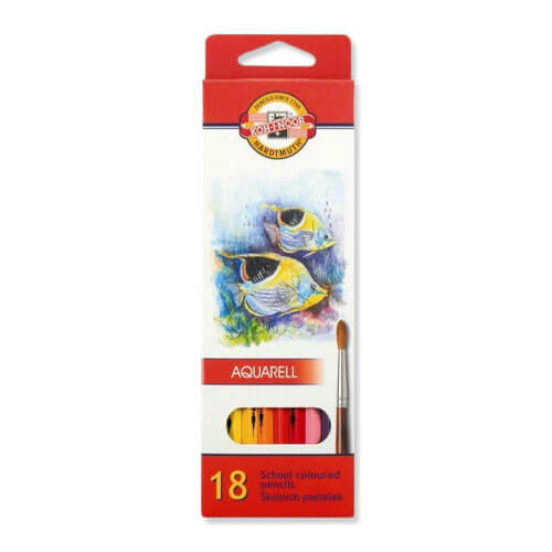 Akvareliniai pieštukai Koh-I-Noor, 18 spalvų-aplunksna