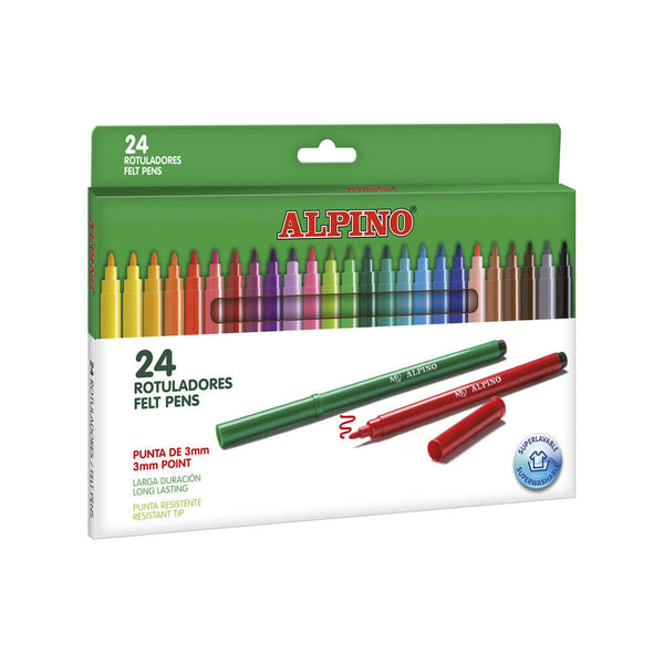 Flomasteriai ALPINO 3mm, 24 spalvos