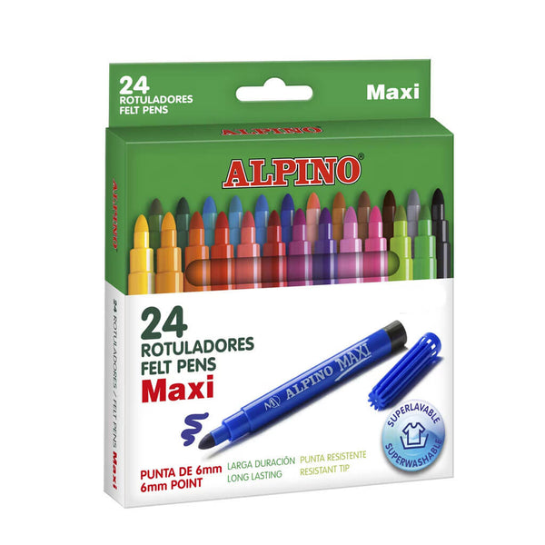 Flomasteriai storu galiuku ALPINO MAXI, 12 ir 24sp., 5,7mm