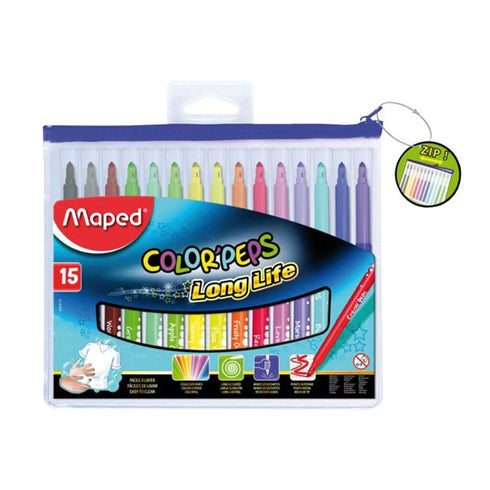 Flomasterių rinkinys COLOR PEPS LONG LIFE, 15 spalvų