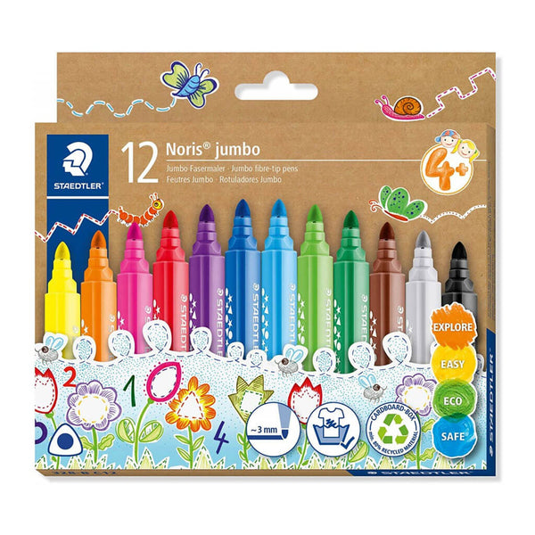 Trikampiai išplaunami flomasteriai STAEDLER, 12 spalvų,