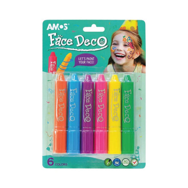 Grimo kreidelės FACE DECO, AMOS, 6 spalvų