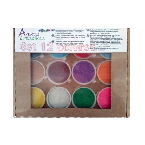 Spalvotas smėlis tapybai, 12 spalvų, 12x38g