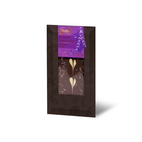 Šokoladas 75% su levandų žiedais, 100 g