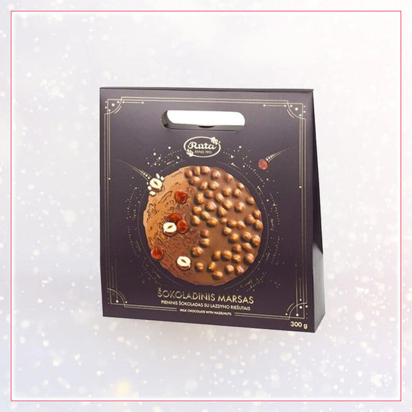 Pieninis šokoladas su lazdyno riešutais ŠOKOLADINIS MARSAS, kalėdinė dovana