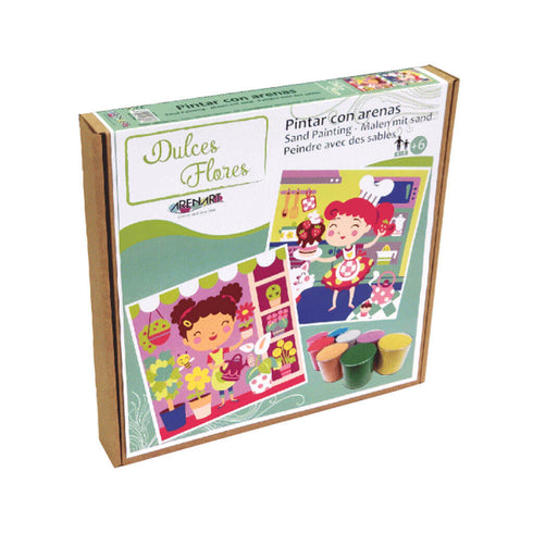 Tapybos smėliu rinkinys „Gėlės“, 12 spalvų